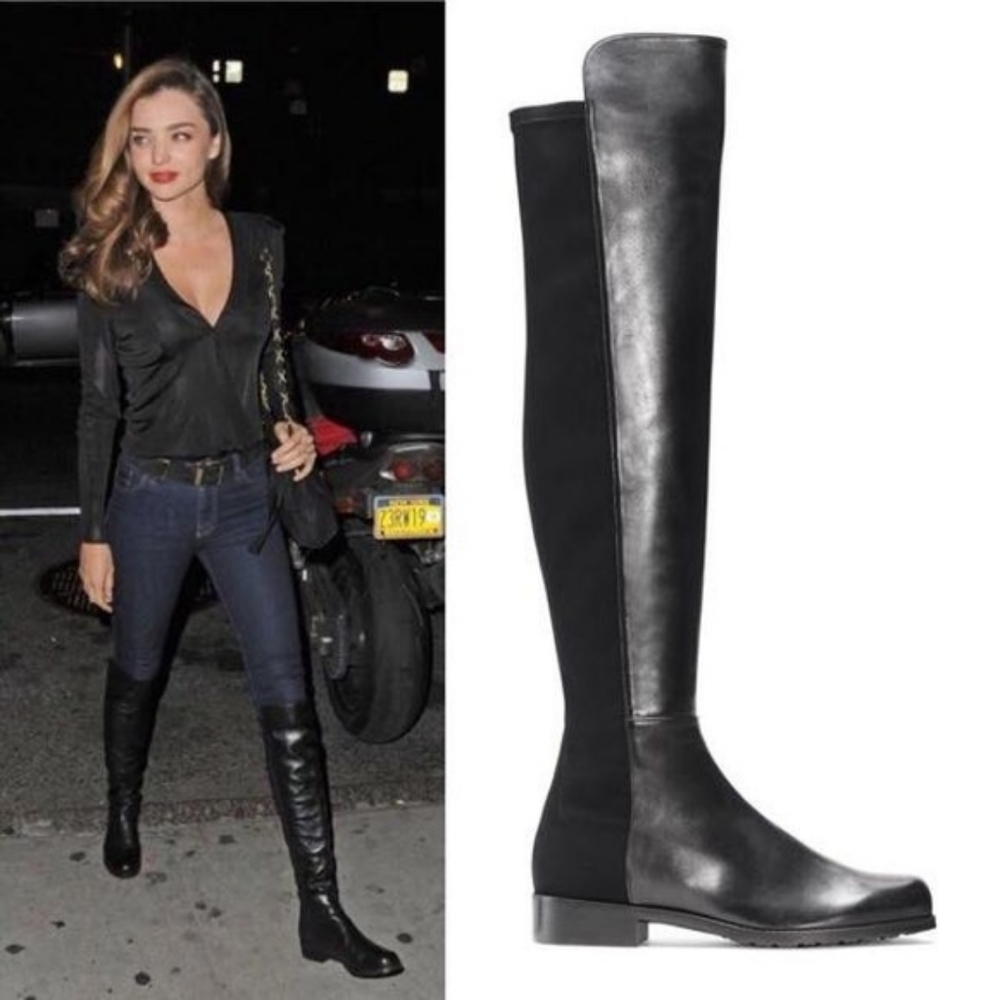 Stuart Weitzman 5050 leather and fabric over knee boots size 7.5